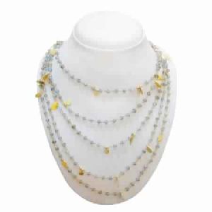925 STERLING SILVER GOLD PLATED LABRADORITE BEADS WOMEN\'S NECKLACE