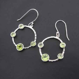 PERIDOT 925 STERLING SILVER HAND CRAFTED BEAUTIFUL DESIGNED DANGLE EARRINGS