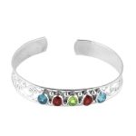 925 silver color stone cuff bracelet