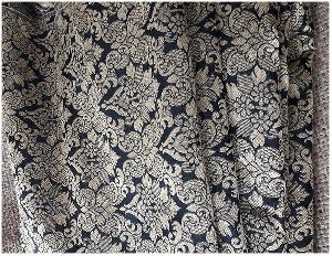 Jaquard Embroidery Brocade Silk Black Fabric