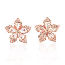 Rose Gold Flower Design Rose Diamond Stud Earring