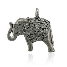 Sterling Silver Diamond Elephant Charm