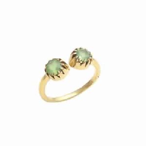 925 Sterling Silver Charysoprase Gemstone Gold Plated Ring