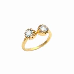 Blue Topaz Hydro Gemstone Ring Vermeil Gold Ring