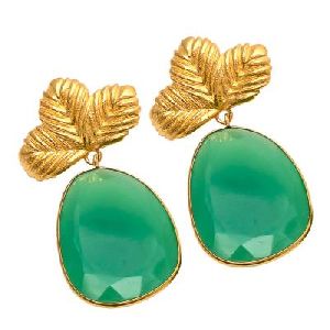 Chrysoparase Fancy Shape Green Gemstone Earring