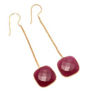 Dyed Ruby Big Stone Earring