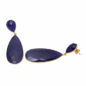 Dyed Sapphire Big Size Gemstone Earring