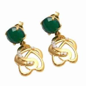 Green Onyx Small Round Stone Earring