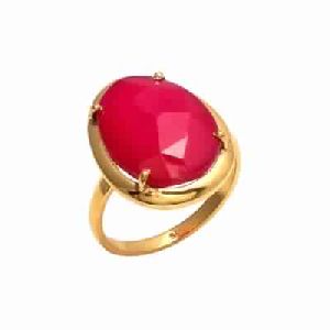 Hot Pink Chalcedony Vermeil Gold Plated Gemstone Ring