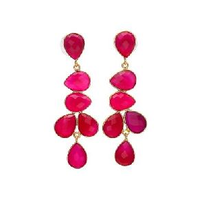 Hot Pink Earrings - Fuchsia Tear Drop Earrings - Sterling Silver Long Earring