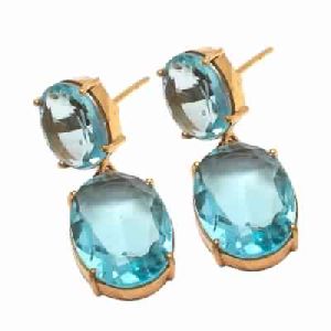 Hydro Blue Topaz Oval Cut gemstone earring