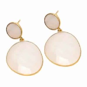 Milky And Pink Chalcedony White Gemstone Earring