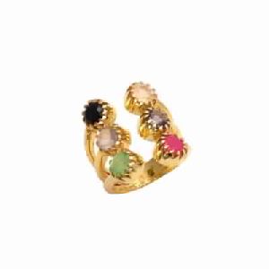 Multi Gemstone Ring Vermeil -Handmade Jewelry Ring