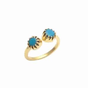 New Turquoise Gemstone Ring Gold Plated Ring