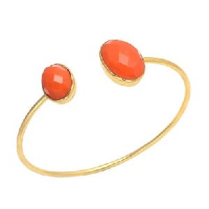 Orange Chalcedony Double Gemstone Earring