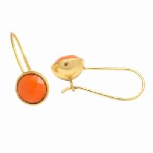 Orange Chalcedony Small Gemstone Earring