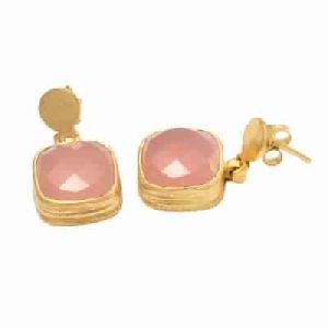Pink Chalcedony New Designer Earring