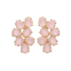 Pink Chalcedony Small Pink Gemstone Pear shape Stone Earring
