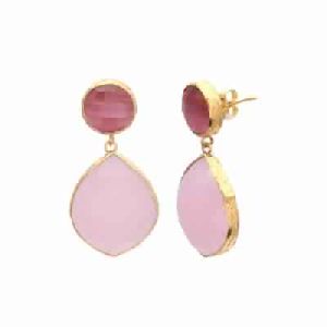 Rose Chalcedony and Pink Monalisa Gemstone Earring