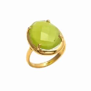 Sea Green Chalcedony Vermeil Gold Ring
