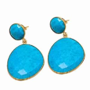 Turquoise Blue Gemstone Earring Fancy Shape Earring