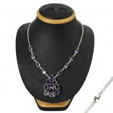 925 Silver Jewelry Fashion Amethyst Gemstone Necklace Fabricante