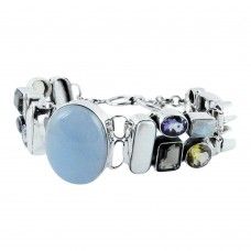 925 Sterling Silver Chalcedony, RMS, Amethyst