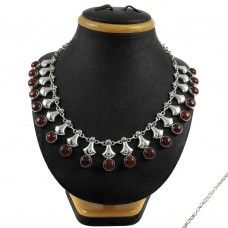 925 Sterling Silver Fashion Jewelry Trendy Red Jasper Gemstone Necklace Mayorista