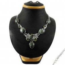 925 Sterling Silver Indian Jewelry Fashion Seraphinite, Peridot Gemstone Necklace