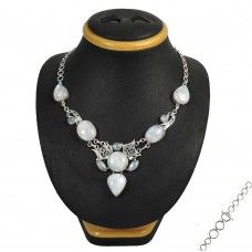925 Sterling Silver Indian Jewelry Traditional Rainbow Moonstone Gemstone Necklace Fabricant