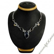 925 Sterling Silver Indian Jewelry Traditional Pietersite, Citrine, Smoky Quartz Gemstone