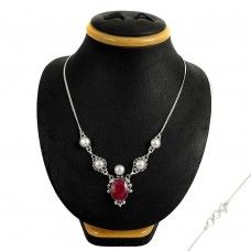 925 Sterling Silver Jewelry Fashion Ruby, South Sea Pearl Gemstone Necklace Grohandel