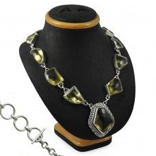 Attractive ! Sterling Silver Lemon Topaz Gemstone Bohemian Necklace Jewelry