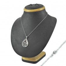 Beautiful !! Garnet Sterling Silver Necklace Jewelry
