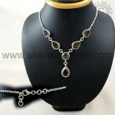 Beautiful Smoky Quartz Gemstone Statement Necklace 925 Sterling Silver Jewelry