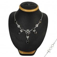Best Design ! Bohemian Smoky Quartz Gemstone Sterling Silver Necklace Jewelry