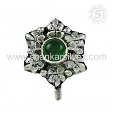 Daily Wear Green Onyx Gemstone 925 Sterling Silver Nose Pin Handmade Jewelry