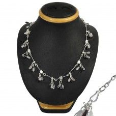 Great Creation Rose Quartz, Garnet Gemstone Sterling Silver Necklace Jewelry