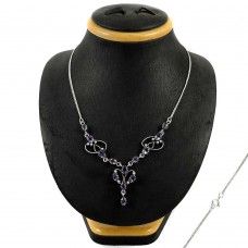Indian Sterling Silver Fashion Amethyst Gemstone Necklace