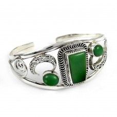 Natural !! 925 Sterling Silver Chrysoprass Bangle