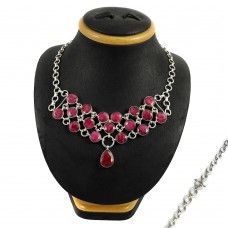 New Awesome ! Ruby Gemstone Sterling Silver Necklace Jewelry