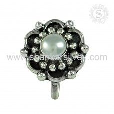 Seemly Pearl 925 Sterling Silver Nose Pin Jewelry