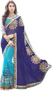Cyan and Blue Fancy Sarees