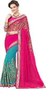 Cyan and Pink Fancy Sarees