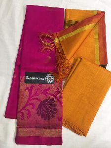 Pure Handloom Mangalagiri Cotton Silk Dress Materials