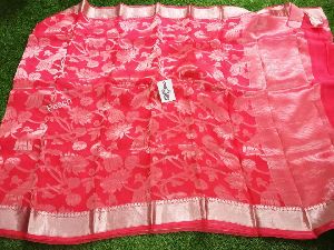 Pure Kanchi organza silver design sarees