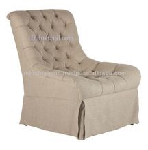 Tufted fabric upholstered single seater sofa