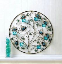 PEACOCK PLUMES ROUND WALL SCONCE