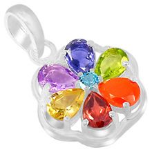Silver Plated Crystals Healing Stones Flower Chakra PENDANT