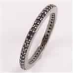 925 Silver Natural BLACK SPINEL Eternity Engagement Wedding Ring